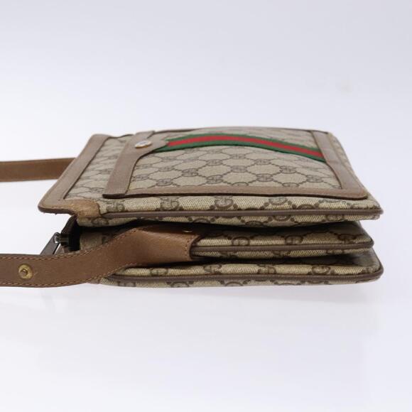 GUCCI GG Supreme Web Sherry Line Shoulder Bag Pvc Beige Gold Red - Picture 5 of 16